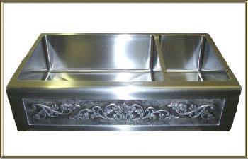 Elite Bath - Stainless Steel Chameleon SS32DBN 32" Double Bullnose Farmhouse Sink 32 x 22.5" - Includes Art Panel Elite Bath - Stainless Steel Chameleon SS32DBN 32" Double Bullnose Farmhouse Sink 32 x 22.5" - Includes Art Panel